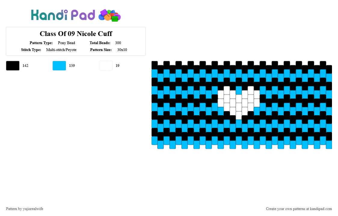 Class Of \'09 Nicole Cuff - Pony Bead Pattern by 3ll4_lov3s_yuj1 on Kandi Pad - light blue