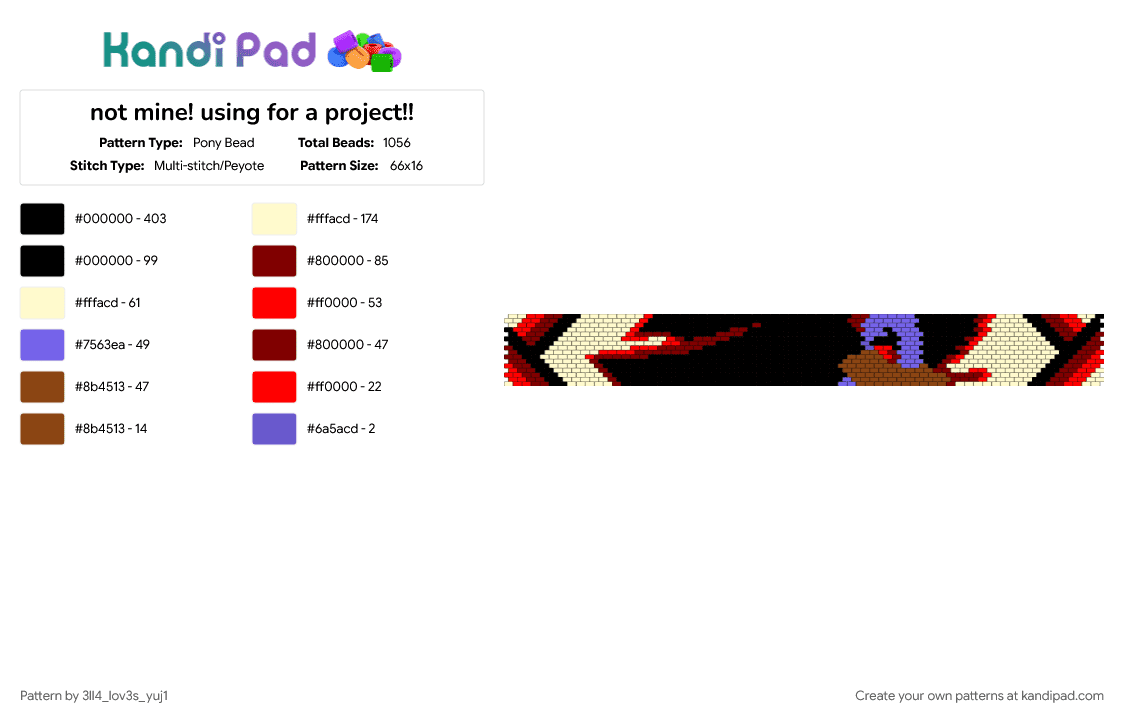 not mine! using for a project!! - Pony Bead Pattern by 3ll4_lov3s_yuj1 on Kandi Pad - brown, red, yellow