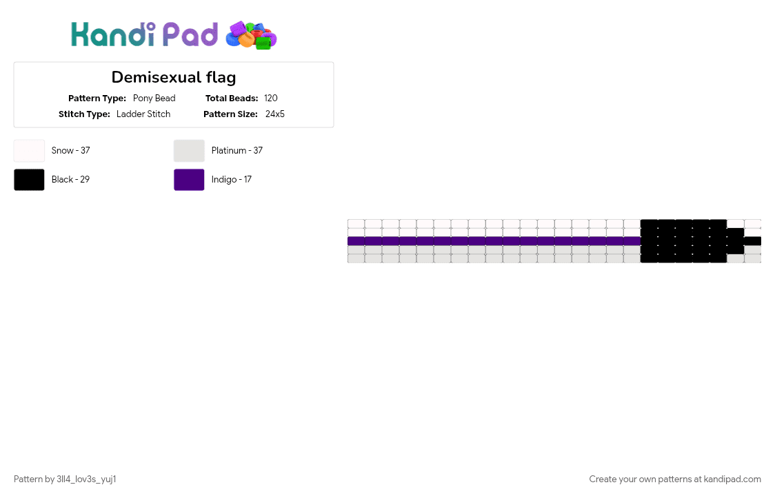 Demisexual flag - Pony Bead Pattern by 3ll4_lov3s_yuj1 on Kandi Pad - white