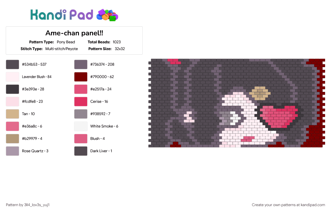 Ame-chan panel!! - Pony Bead Pattern by xx3ll4--yvk1raxx on Kandi Pad - brown, gray