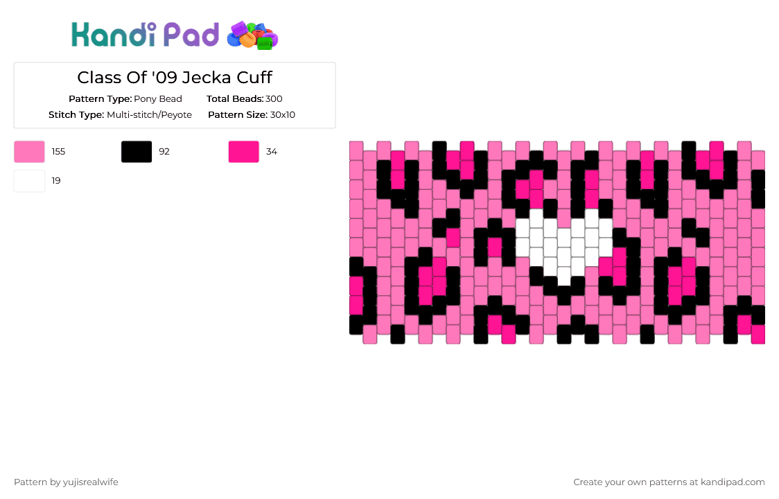 Class Of \'09 Jecka Cuff - Pony Bead Pattern by 3ll4_lov3s_yuj1 on Kandi Pad - 