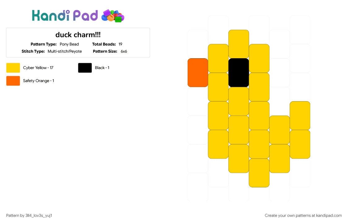 duck charm!!! - Pony Bead Pattern by 3ll4_lov3s_yuj1 on Kandi Pad - yellow