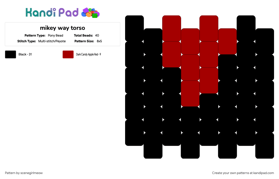 mikey way doll mcr (torso) - Pony Bead Pattern by xxemo_princessxx on Kandi Pad - emo, mikey way, my chemical romance