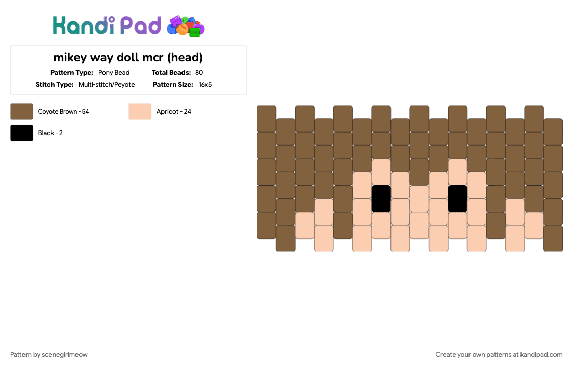 mikey way doll mcr (head) - Pony Bead Pattern by xxemo_princessxx on Kandi Pad - 