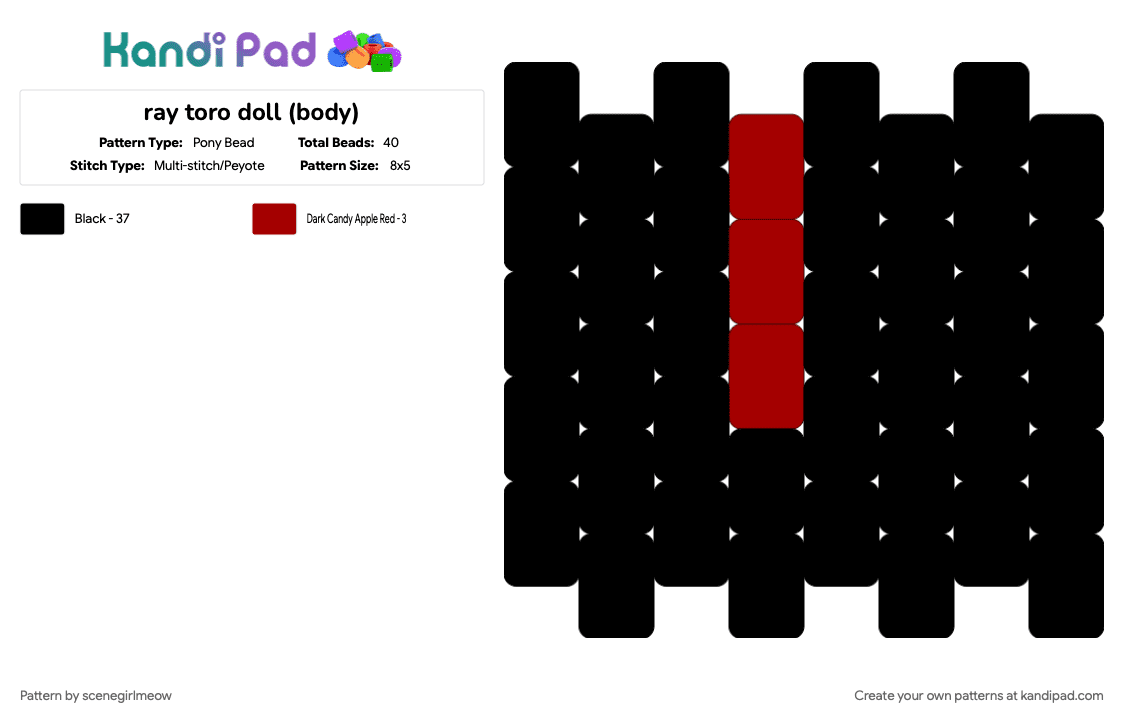 ray toro doll mcr (torso) - Pony Bead Pattern by xxemo_princessxx on Kandi Pad - emo, my chemical romance, ray toro