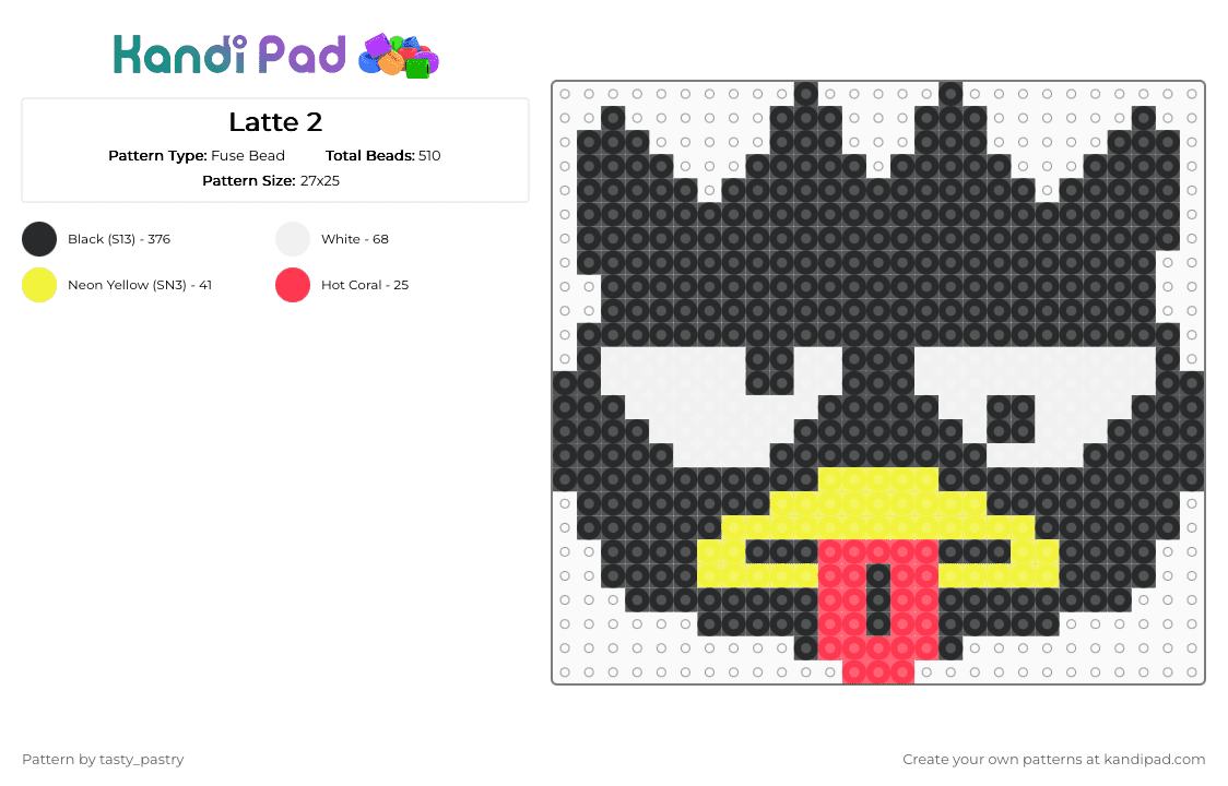 Latte 2 - Fuse Bead Pattern by tasty_pastry on Kandi Pad - black,red,yellow