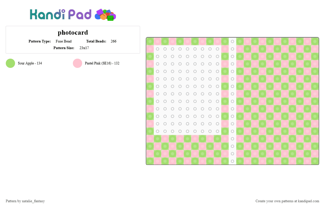 photocard - Fuse Bead Pattern by natalie_fantasy on Kandi Pad - green,pink,photocard,holder,photo,minsung,colors
