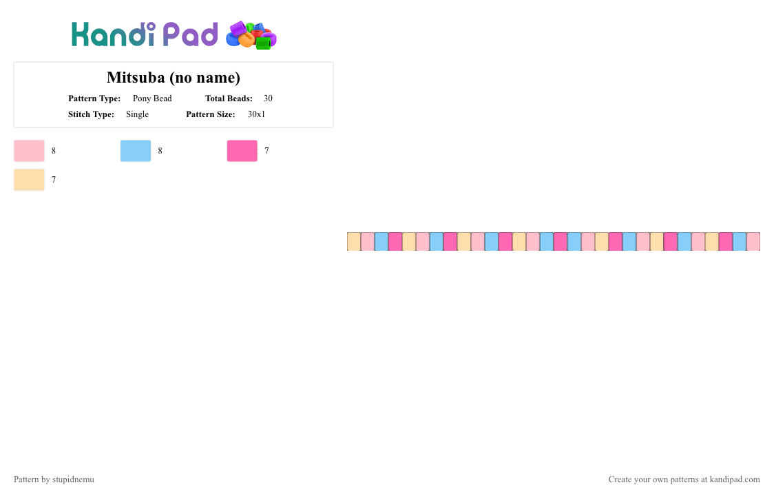 Mitsuba (no name) - Pony Bead Pattern by stupidnemu on Kandi Pad - pink