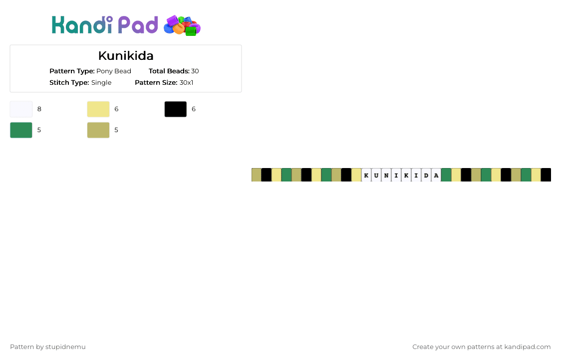 Kunikida - Pony Bead Pattern by stupidnemu on Kandi Pad - anime, bsd, bungo stray dogs, doppo, doppo kunikida, kunikida, yellow