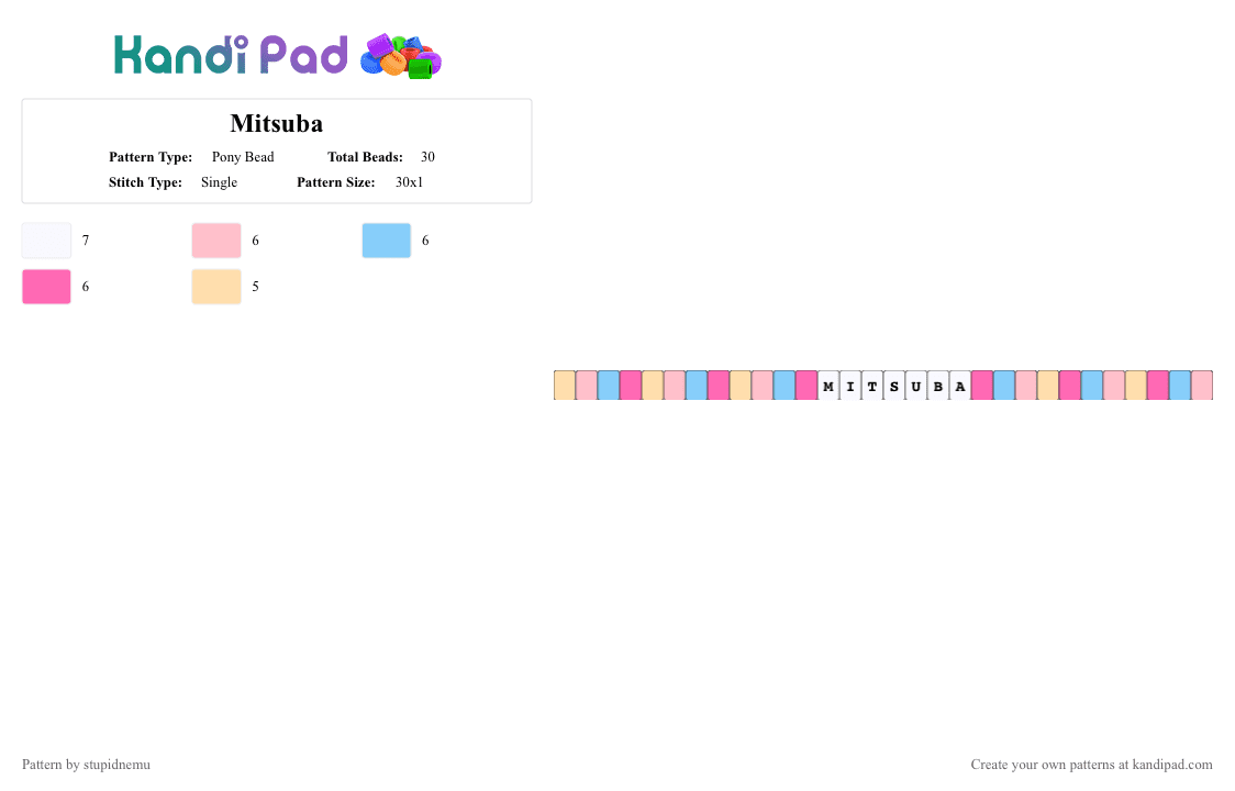 Mitsuba - Pony Bead Pattern by stupidnemu on Kandi Pad - pink