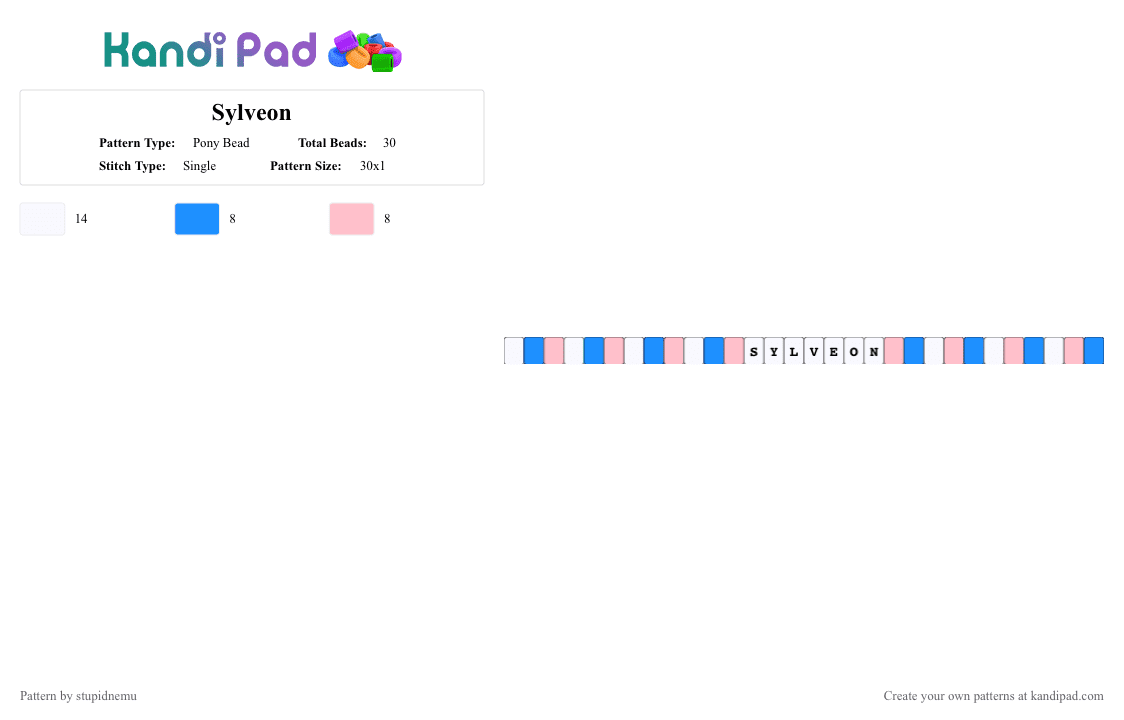 Sylveon - Pony Bead Pattern by stupidnemu on Kandi Pad - light blue,pink,pokemon,sylveon,eevee,evolution