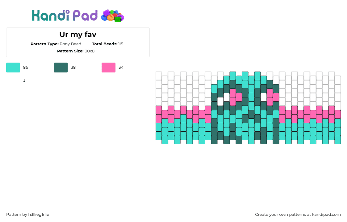 Ur my fav - Pony Bead Pattern by h3llieg1rlie on Kandi Pad - zombie,drippy,creature,cuff,teal,pink