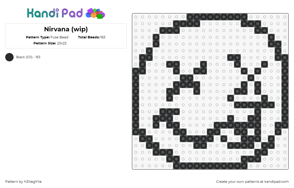 Nirvana (wip) - Fuse Bead Pattern by h3llieg1rlie on Kandi Pad - nirvana,smiley,face,happy,band,music,outline,black