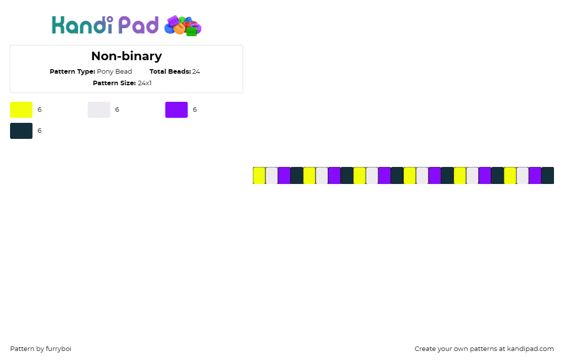 Non-binary - Pony Bead Pattern by furryboi on Kandi Pad - nonbinary,pride,singles