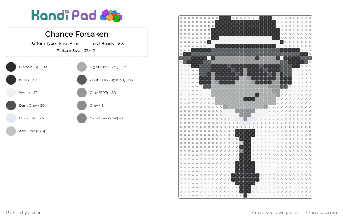 Chance Forsaken - Fuse Bead Pattern by dracora on Kandi Pad - gray,forsaken,forsaken chance