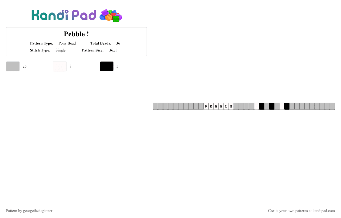 Pebble ! Pony Bead Pattern - Kandi Pad | Kandi Patterns, Fuse Bead ...