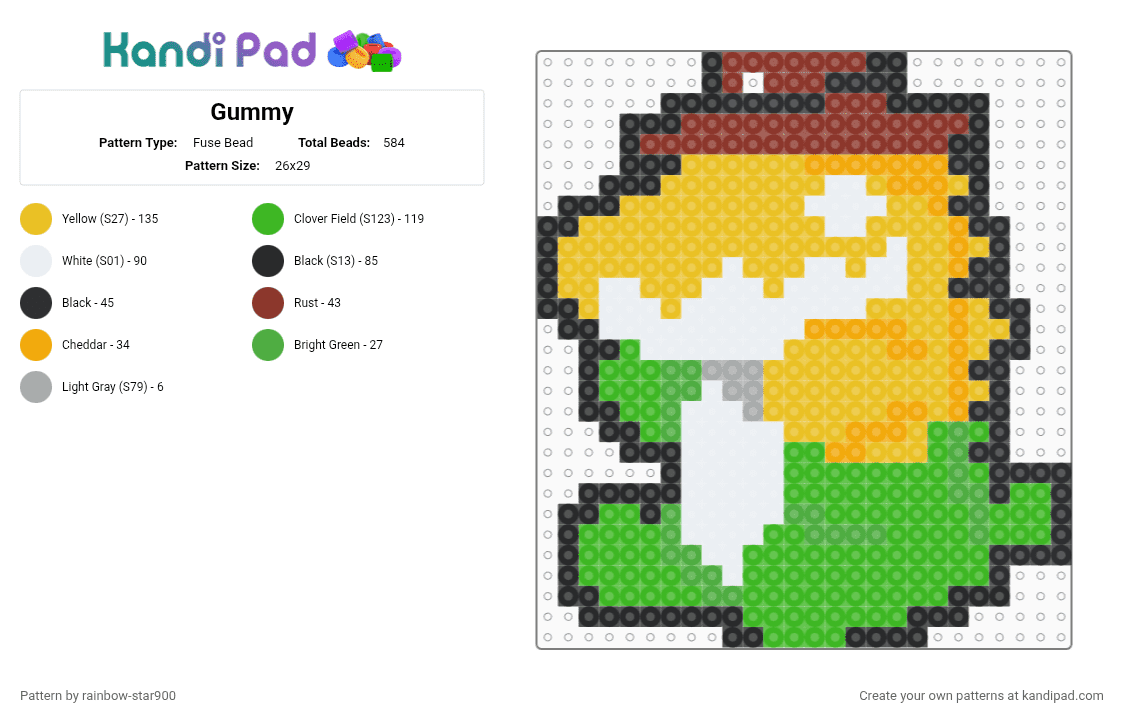 Gummy - Fuse Bead Pattern by rainbow-star900 on Kandi Pad - yellow,green