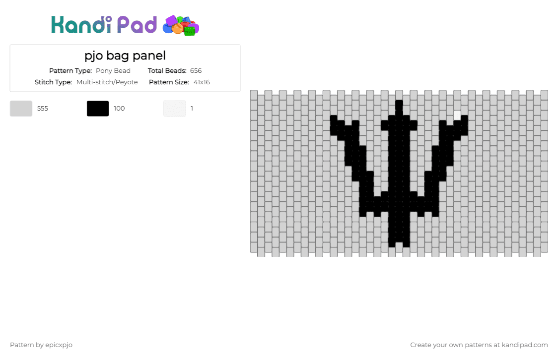 pjo bag panel - Pony Bead Pattern by epicxpjo on Kandi Pad - white