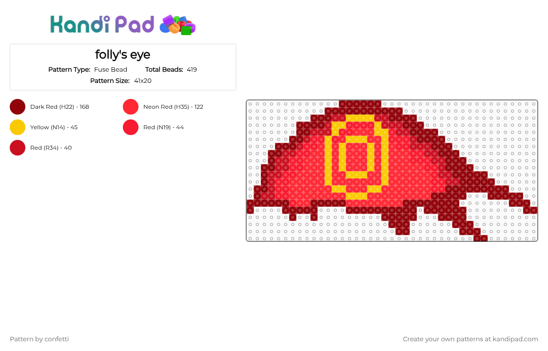 folly\'s eye - Fuse Bead Pattern by confetti on Kandi Pad - red,folly,regretevator,roblox,game,charm,eye,keychain