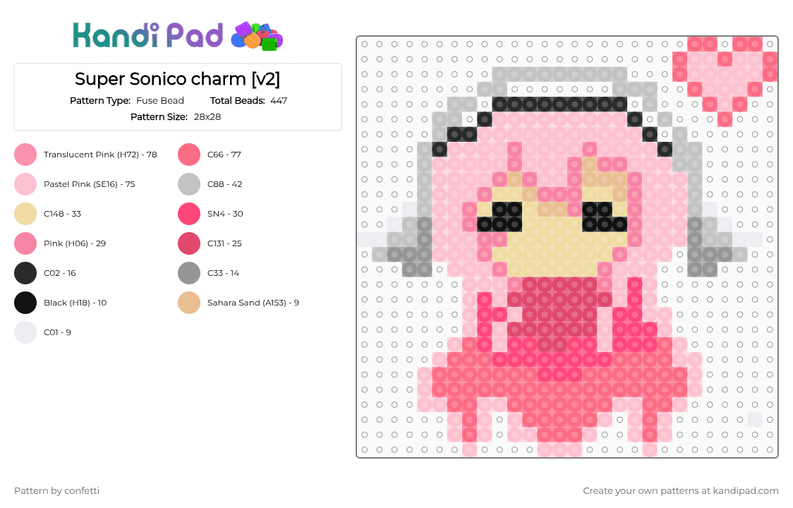 Super Sonico charm [v2] - Fuse Bead Pattern by confetti on Kandi Pad - pink,red