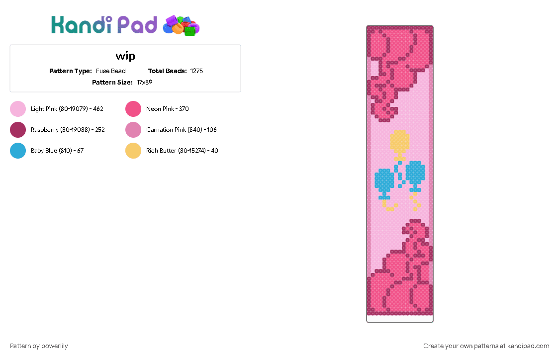 Pinky Pie Stripe - Fuse Bead Pattern by powerlily on Kandi Pad - bookmark, colorful, large, mlp, my little pony, panel, pink, pinkie pie, stripes