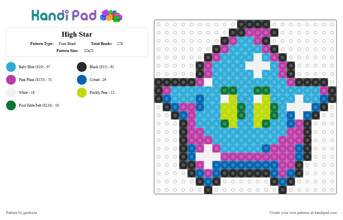 High Star - Fuse Bead Pattern by jpedroza on Kandi Pad - light blue,pink