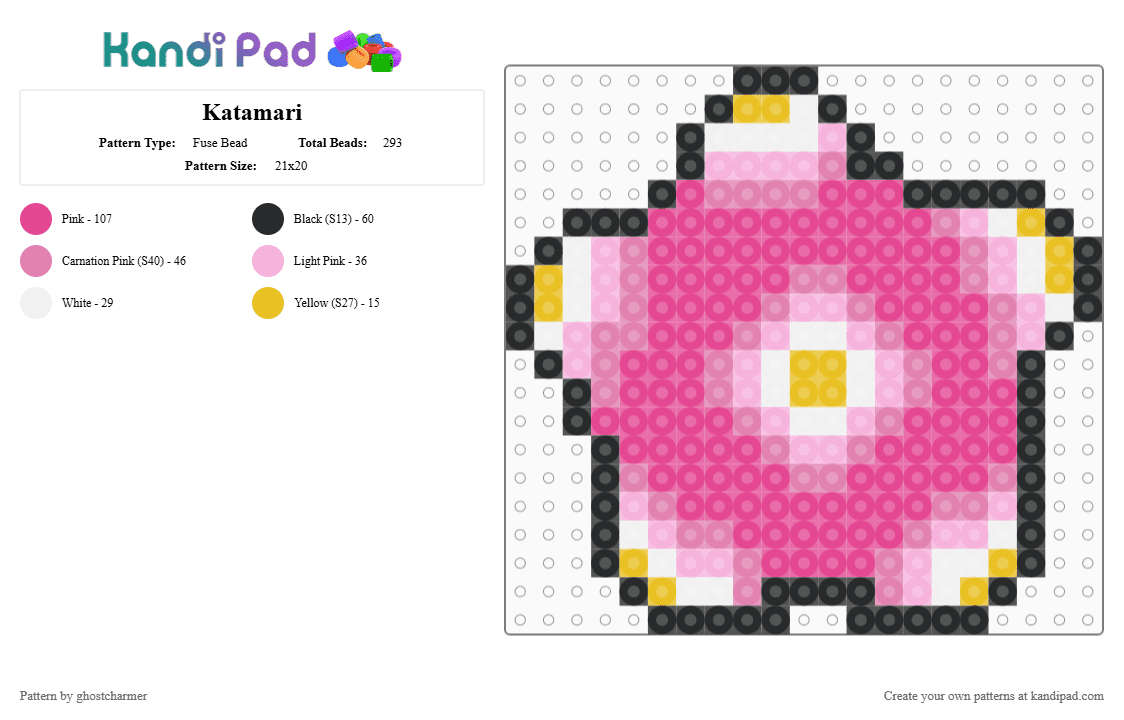 Katamari - Fuse Bead Pattern by ghostcharmer on Kandi Pad - pink,katamari damacy