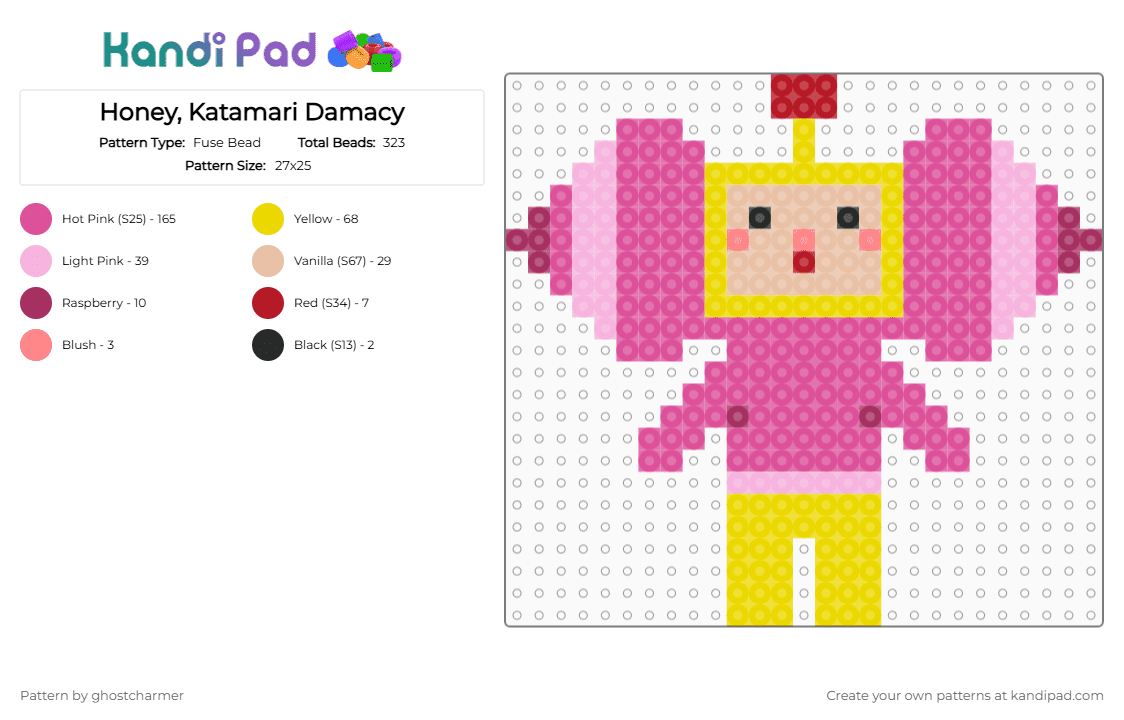 Honey, Katamari Damacy - Fuse Bead Pattern by ghostcharmer on Kandi Pad - honey, katamari damacy, pink
