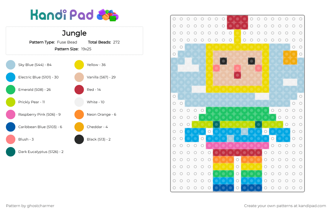 Jungle, Katamari Damacy - Fuse Bead Pattern by ghostcharmer on Kandi Pad - yellow,beige,light blue,green,katamari damacy,jungle,mini