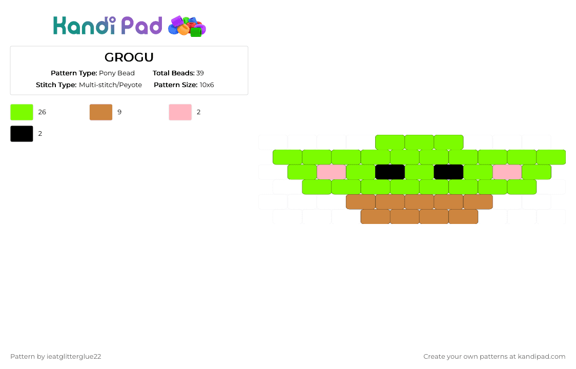 GROGU - Pony Bead Pattern by ieatglitterglue22 on Kandi Pad - green