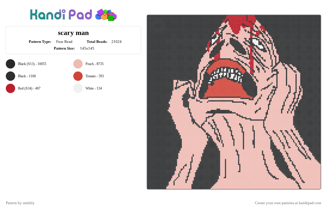 scary man - Fuse Bead Pattern by smithly on Kandi Pad - beige