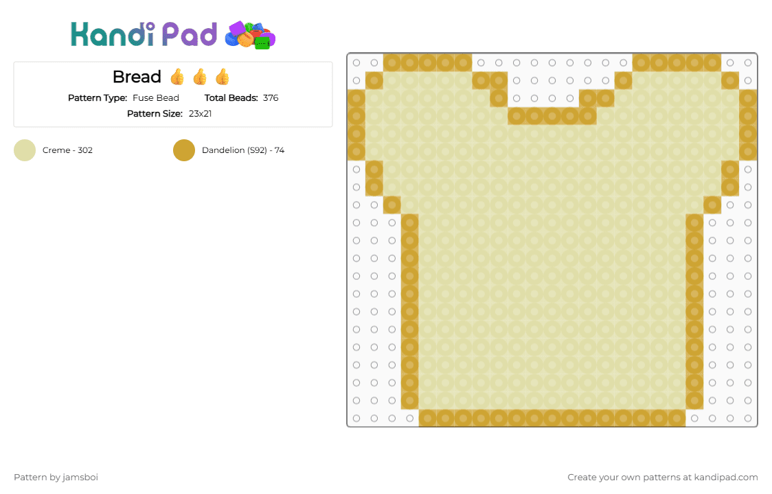 Bread 👍👍👍 - Fuse Bead Pattern by jamsboi on Kandi Pad - yellow