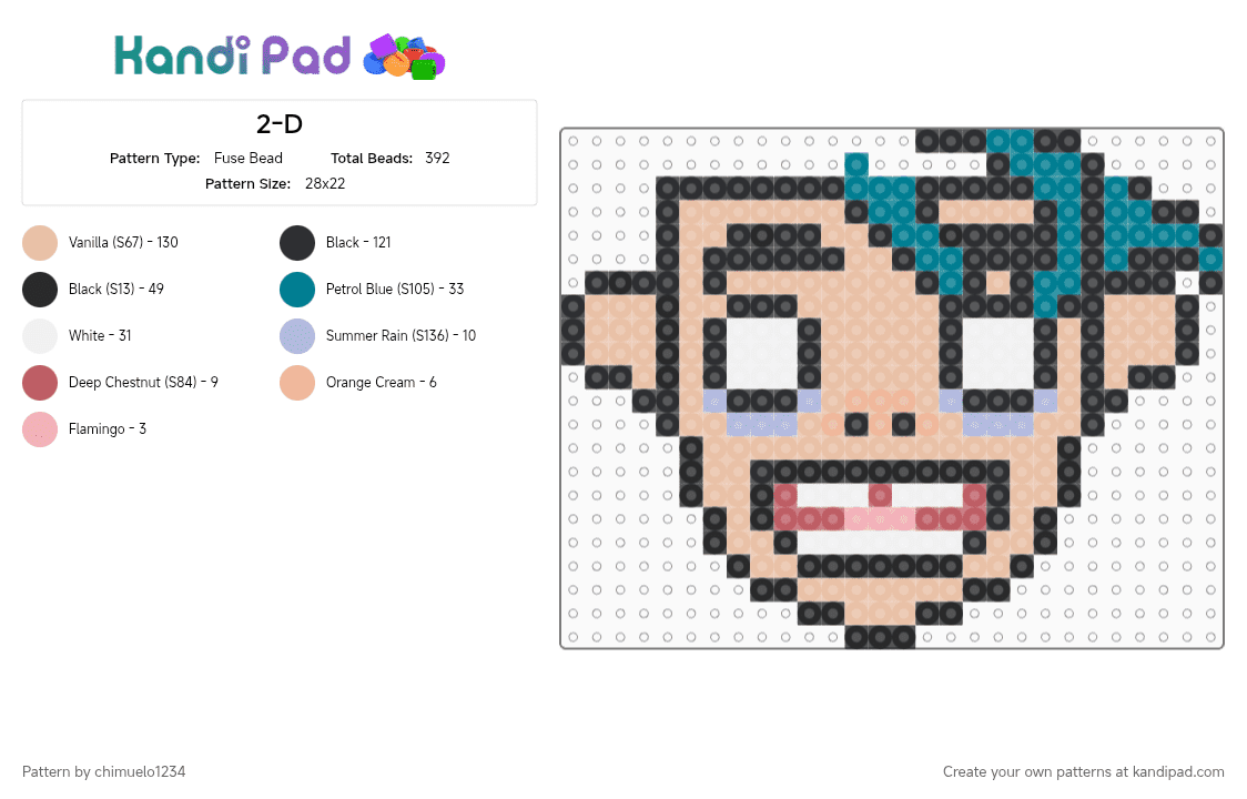 2-D - Fuse Bead Pattern by chimuelo1234 on Kandi Pad - beige