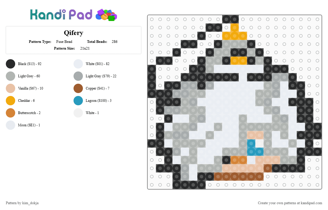 Qifery - Fuse Bead Pattern by kim_dokja on Kandi Pad - white,gray,beige