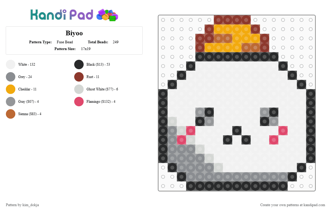 Biyoo - Fuse Bead Pattern by kim_dokja on Kandi Pad - gray, red, white
