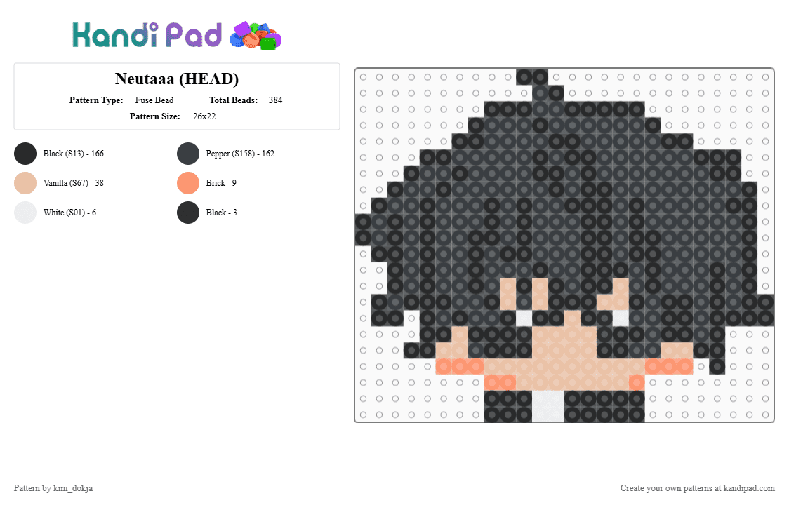 Neutaaa (HEAD) Fuse Bead Pattern - Kandi Pad | Kandi Patterns, Fuse ...