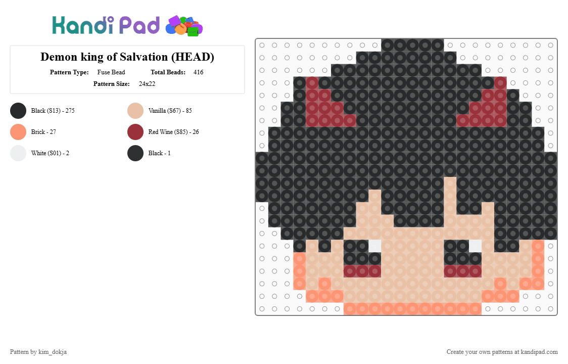 Demon king of Salvation (HEAD) - Fuse Bead Pattern by kim_dokja on Kandi Pad - beige, black