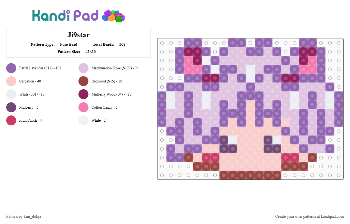 Ji9star - Fuse Bead Pattern by kim_dokja on Kandi Pad - pink