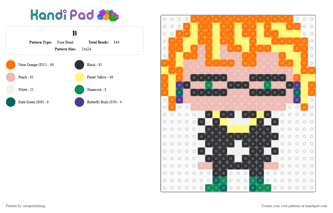 B Fuse Bead Pattern - Kandi Pad | Kandi Patterns, Fuse Bead Patterns ...