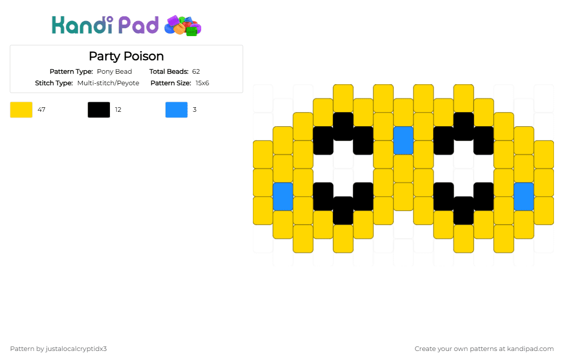 Party Poison - Pony Bead Pattern by justalocalcryptidx3 on Kandi Pad - yellow