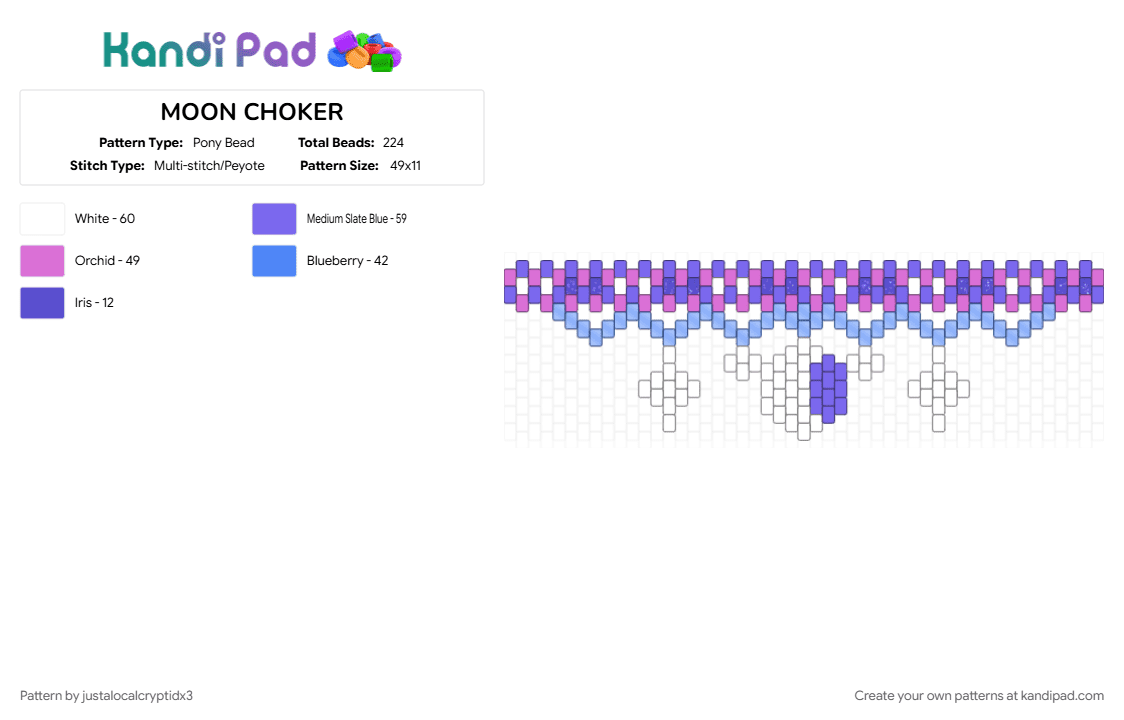 MOON CHOKER - Pony Bead Pattern by justalocalcryptidx3 on Kandi Pad - blue