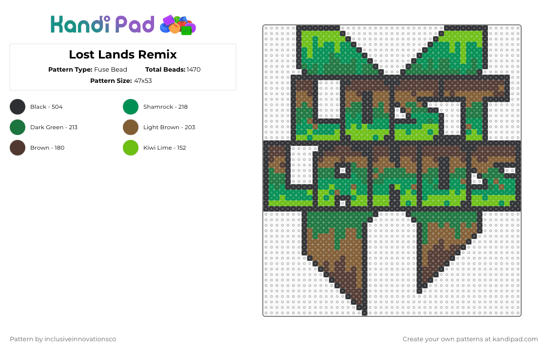 Lost Lands Remix - Fuse Bead Pattern by inclusiveinnovationsco on Kandi Pad - lost lands,logo,festival,earthy,dj,edm,remix,music,dance,green,ll,excision,lostland,legend valley