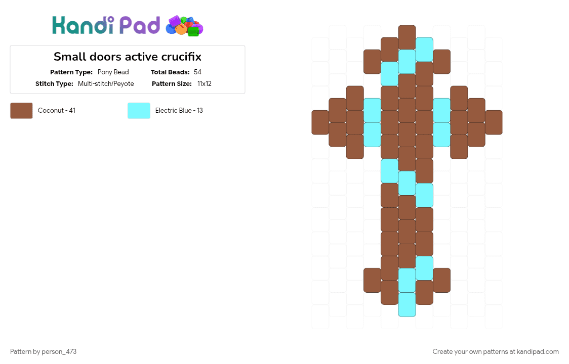 Small doors active crucifix - Pony Bead Pattern by person_473 on Kandi Pad - cross, crucifix, doors, tan