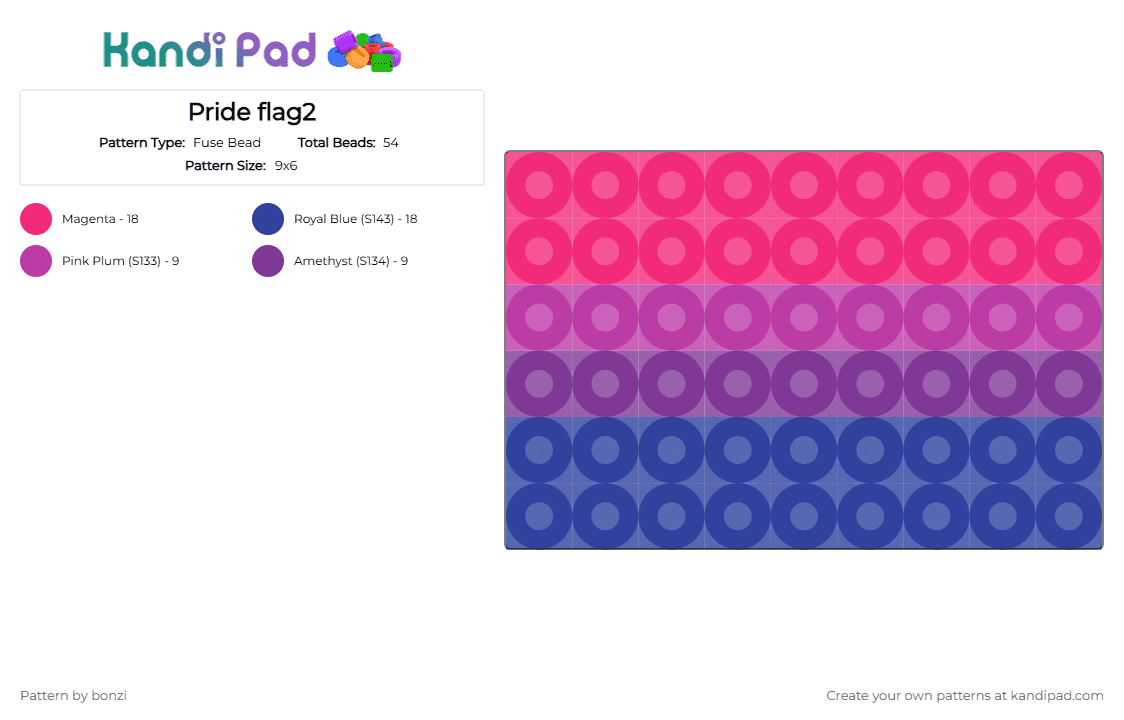 Pride flag2 - Fuse Bead Pattern by bonzi on Kandi Pad - pink,purple