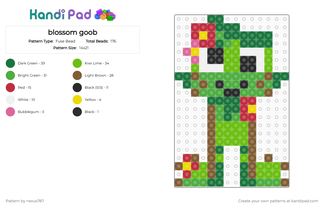 blossom goob - Fuse Bead Pattern by nexus787 on Kandi Pad - green