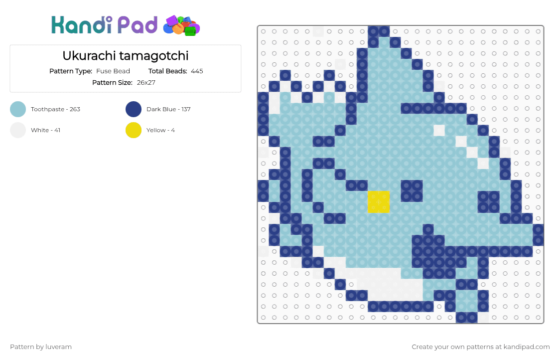 Ukurachi tamagotchi - Fuse Bead Pattern by luveram on Kandi Pad - blue,light blue
