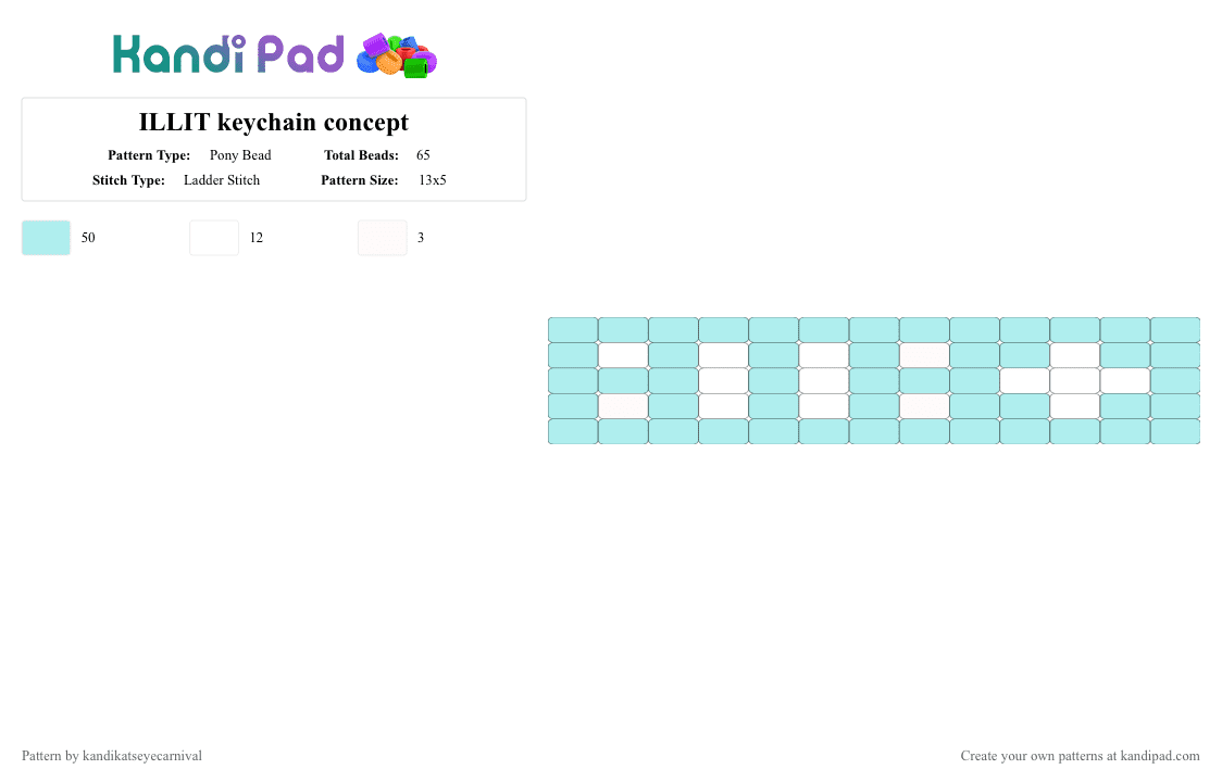 ILLIT keychain concept - Pony Bead Pattern by kandikatseyecarnival on Kandi Pad - light blue