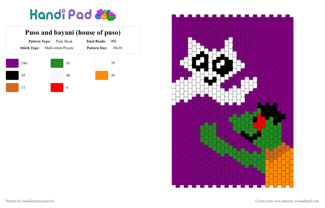 Puso and bayani (house of puso) - Pony Bead Pattern by kandikatseyecarnival on Kandi Pad - pink