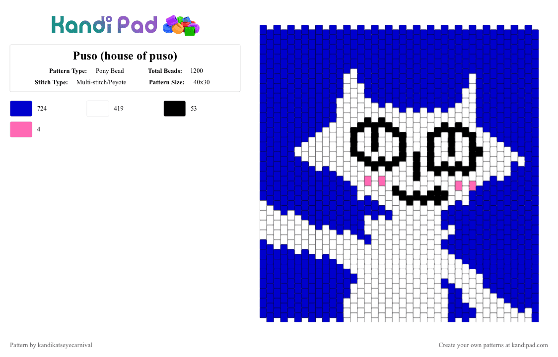 Puso (house of puso) - Pony Bead Pattern by kandikatseyecarnival on Kandi Pad - purple