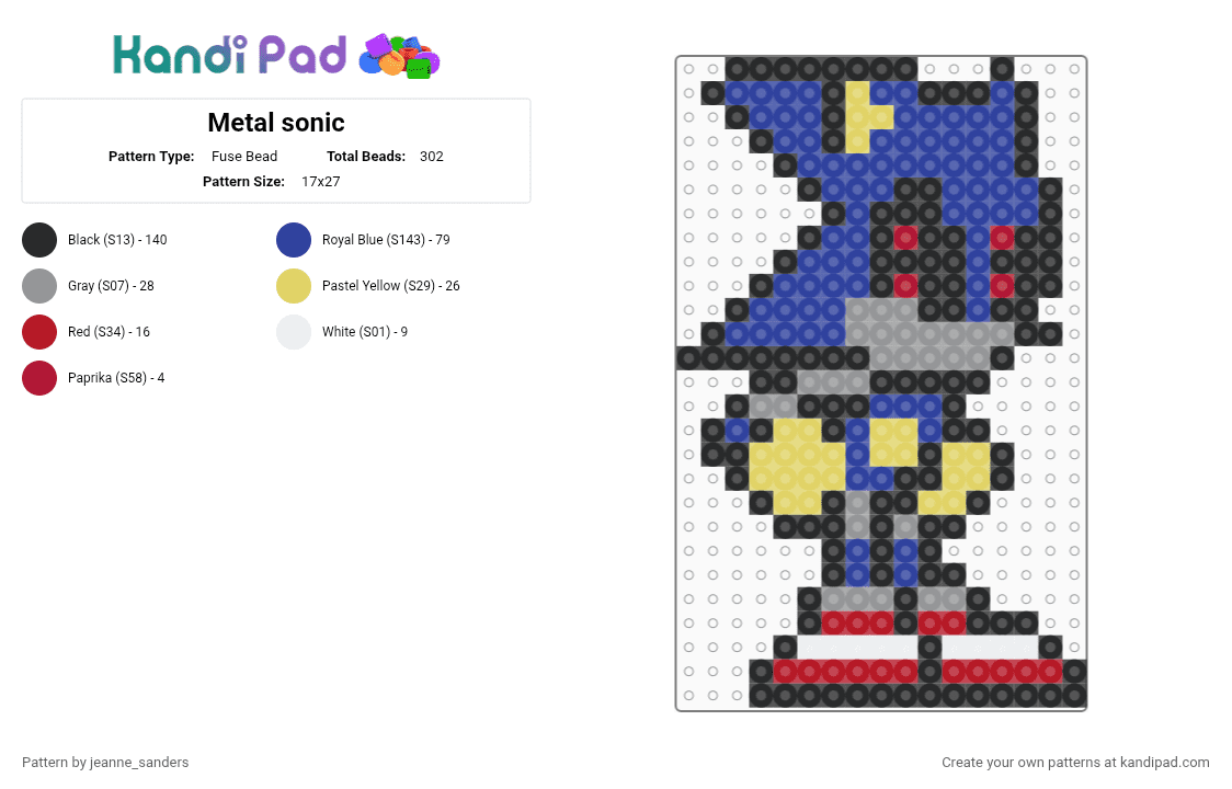 Metal sonic - Fuse Bead Pattern by jeanne_sanders on Kandi Pad - black,purple